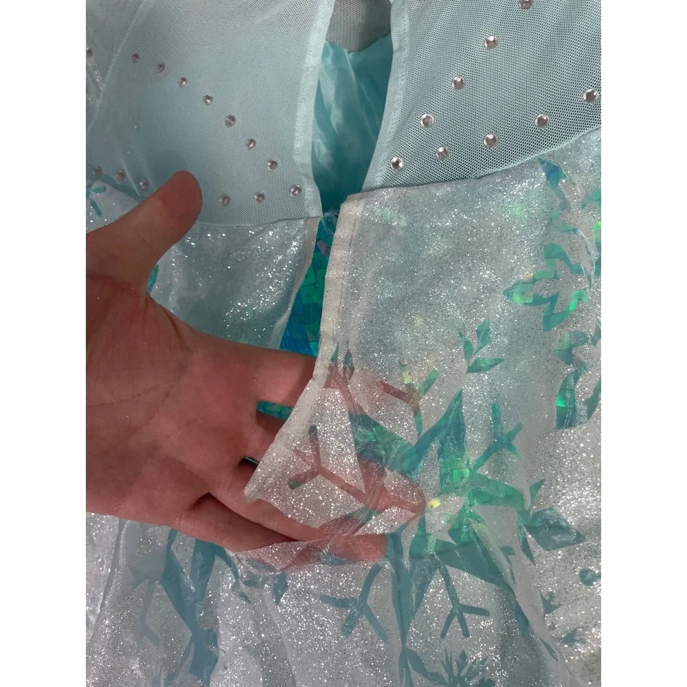 Disney Chasing Fireflies Elsa Costume Girls XL 14-16 Frozen Blue Sequin Dress